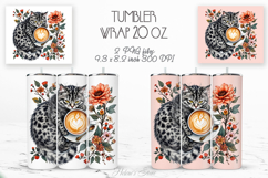 Cute cat and coffee cup straight tumbler 20oz wrap designs Product Image 1