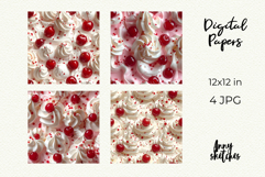 Cream and Cherry Digital Paper Kit Rococo Patterns Product Image 2