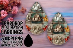 Whimsical Floral Fun PNG Teardrop Earring Design Sublime Product Image 1