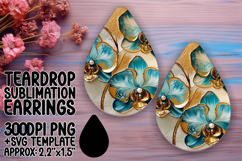 Creative Teardrop Earrings Sublimation Template , 3D Flower Product Image 1
