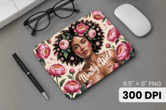 Afro Girl / Woman braided hair Mouse Pad, Black Queen PNG Product Image 1