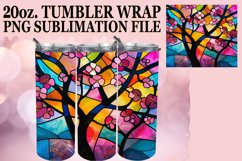 Vibrant 20oz Tumbler Wrap Stained Glass Tree Design Product Image 1