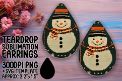 Lovely Teardrop Earrings Sublimation , Snowman Product Image 1