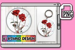 Lily Serenade: Round Sublimation Art Keychain PNG Product Image 1