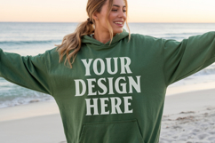 Forest Green Gildan 18500 Hoodie Sweatshirt Mockup, 185 mo Product Image 1