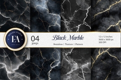 Silver Veins Black Marble Dramatic Texture Digital Paper Product Image 1