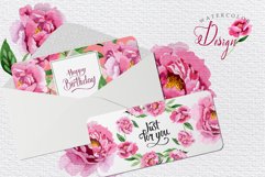 Pink Peonies Flavor of Love Watercolor png Product Image 5