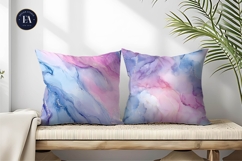 Pastel Watercolor Marble Pink Blue Swirls Digital Paper Product Image 2