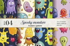 Cute baby monster Digital Paper | Spooky Bacteria Pattern Product Image 1