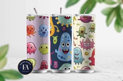 Cute baby monster Digital Paper | Spooky Bacteria Pattern Product Image 2