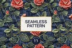 Embroidered Denim Digital Paper| Rose Denim Pattern Product Image 3