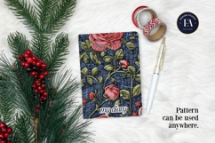 Embroidered Denim Digital Paper| Rose Denim Pattern Product Image 4
