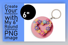Gorgeous Round Design Keychain PNG , Flowers Heart Product Image 1