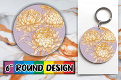 Dynamic Round Design PNG Keychain , Beauty Flower Product Image 1