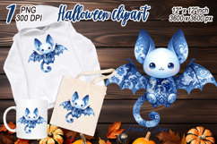 Funny Halloween bat clipart| Blue moon in night shirt design Product Image 1