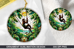 Monkey Stained Glass Ornament PNG, Digital Download File Product Image 1