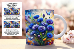 Graceful 11oz Mug Wrap Png Template , Flowers Product Image 1