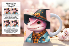 Bold 15oz Mug Wrap Png Design , Halloween Dino Product Image 1