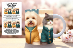 Serene 15oz Mug Wrap Png Template , Dog and cat Product Image 1