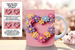 Luxurious 11oz Mug Wrap Png Design , Flowers Heart Product Image 1