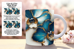 Elegant 11oz Mug Wrap Png Template , 3D Flower Product Image 1