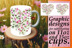 Spring Heart Mug Wrap Sublimation Floral Product Image 1