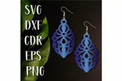 Lace Earrings Laser cut, Earrings SVG, leather wood jewelry Product Image 1