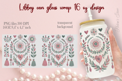 Boho Valentine pattern Libbey Can Glass Wrap 16oz design png Product Image 1