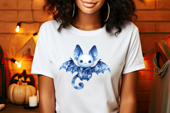 Funny Halloween bat clipart| Blue moon in night shirt design Product Image 2
