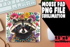 Raccoon with Flowers Mouse Pad for Sublimation PNG Product Image 1