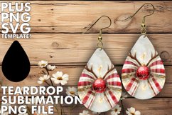 ENCHANTED Teardrop Earrings PNG, Christmas Bow Product Image 1
