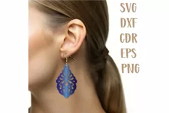Lace Earrings Laser cut, Earrings SVG, leather wood jewelry Product Image 3
