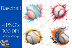 Baseball Clipart PNG with Team Color Paint Splash Background Product Image 1