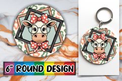 Blissful Round Sublimation Ornaments, Cute Cow Product Image 1