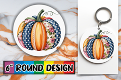 Whimsical Keychain Circle Sublimation, Pumpkin Watercolor Product Image 1