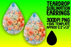 Floral Teardrop Earring Design - Vibrant PNG Product Image 1