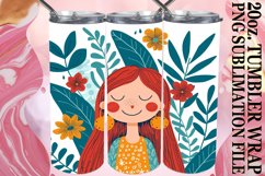 Beautiful Woman with Flowers Tumbler Wrap Sublimation 20oz Product Image 1