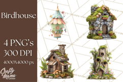 Cottagecore Birdhouse Clipart PNG, Whimsical Fairy Houses Product Image 1