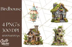 Cottagecore Birdhouse Clipart PNG, Whimsical Fairy Houses Product Image 1