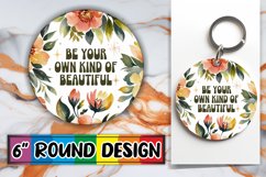 Heartfelt Circle Car Coasters, Flower Quote Product Image 1