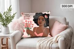 Afro Girl /Woman braided hair Pillow Design, Black Queen PNG Product Image 1