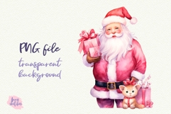 Pink Christmas Santa PNG | Coquette Christmas Clipart Product Image 1