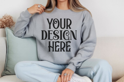 Sport Grey Gildan 18000 Sweatshirt Model Mockups Product Image 1