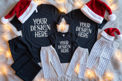 Christmas Family Matching Group Flat Lay T-Shirt Mockups Product Image 1