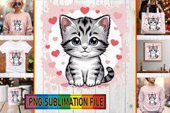 Vibrant TOTE BAG Art Ideas PNG, Valentines Cat Product Image 1