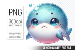 Cute Shark Clipart PNG, Printable Animals, Wildlife Design Product Image 1