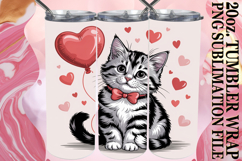 Uplifting Sublimation 20oz tumbler wrap, Cat Valentin's Day Product Image 1