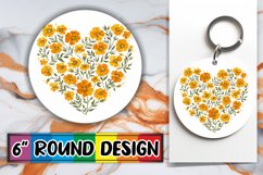 Sublimation Round Design with Floral Heart Spring PNG Product Image 1