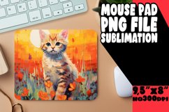 Adorable Kitty in Flowers Mouse Pad Design PNG Product Image 1