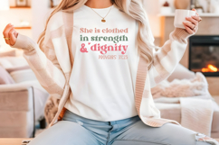 Christian Quote SVG - Faith Saying | Strength and Dignity Product Image 4